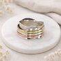 Personalised Sterling Silver, Brass And Copper Triple Spinner Ring – 8mm, thumbnail 1 of 5