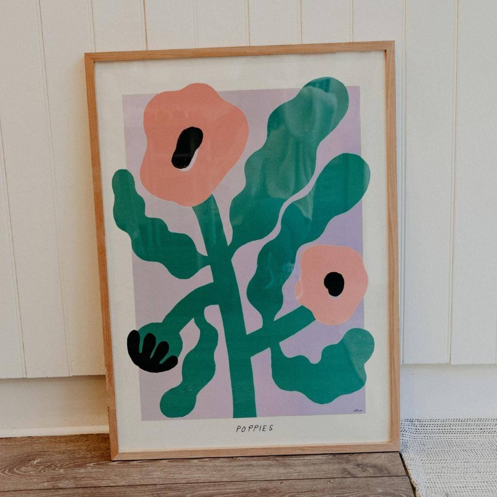 Pink Poppies Floral Print 50cm X 70cm, 1 of 2