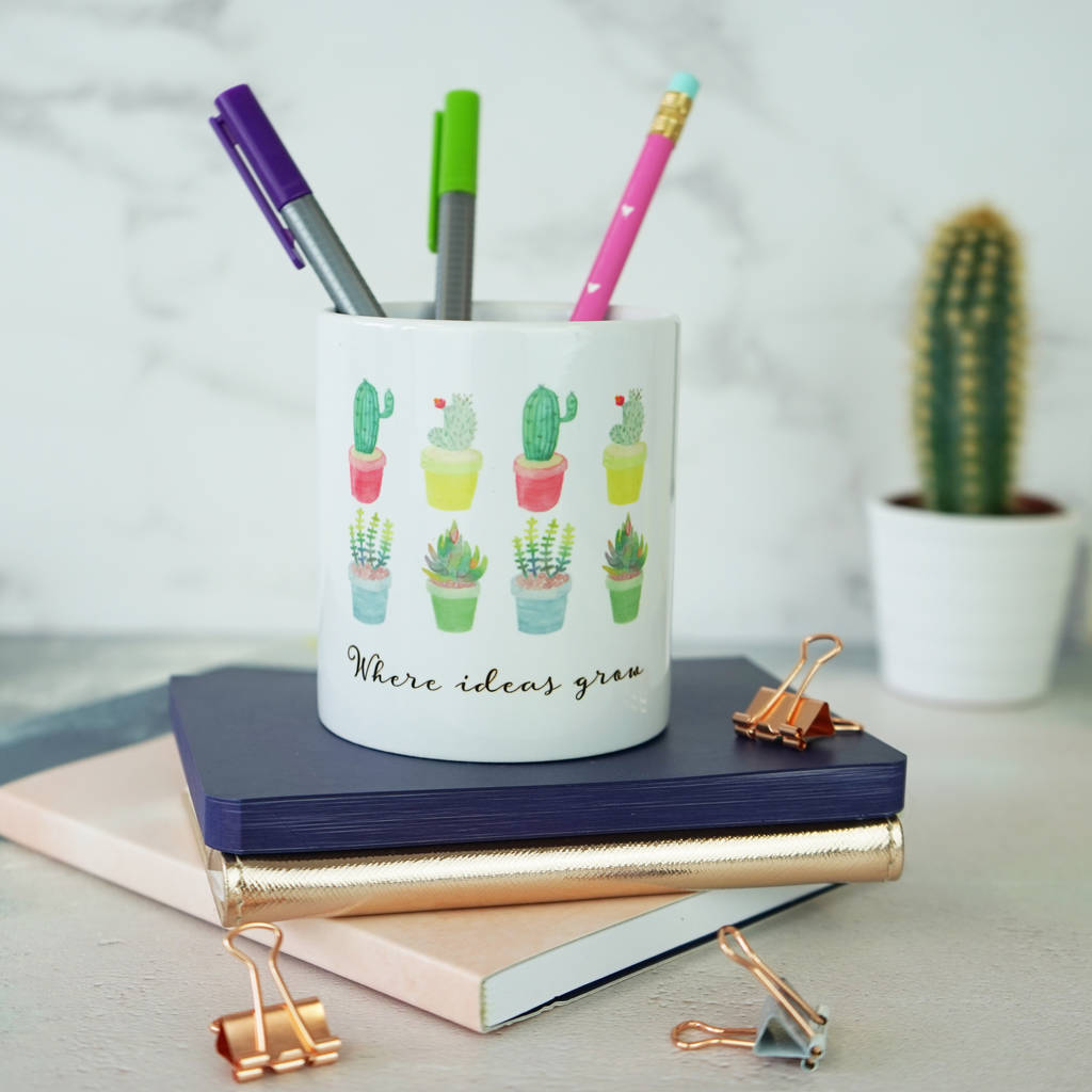 Personalised Cactus Ceramic Pencil Pot, 1 of 3