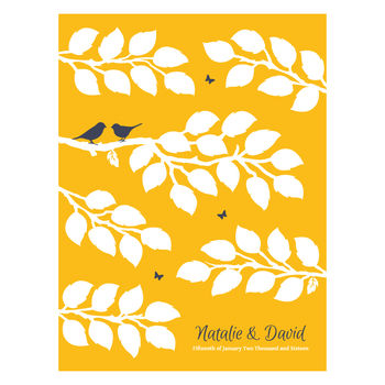Personalised Bird Tree Wedding Guest Book Print, 3 of 5