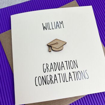 Personalised Wooden Graduation Congratulations Card, 2 of 3