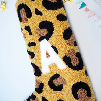 Leopard Print Monogram Christmas Stocking, 2 of 3