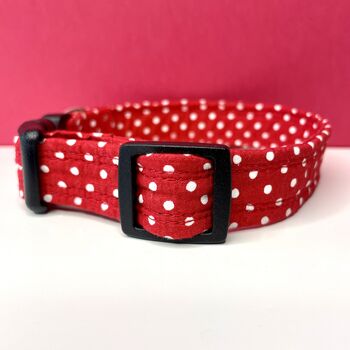 Red Polka Dot Dog Collar And Lead Set, 3 of 8