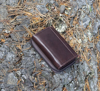 Women's Luxury Brown Leather Small Trifold Purse Rfid Protected Personsalised, 3 of 8