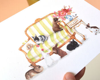Bunny Rabbit Cute Illustrated Birthday Greetings Card, 3 of 4