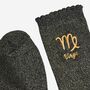 Women's Glitter Socks Black Gold Zodiac Virgo, thumbnail 4 of 5