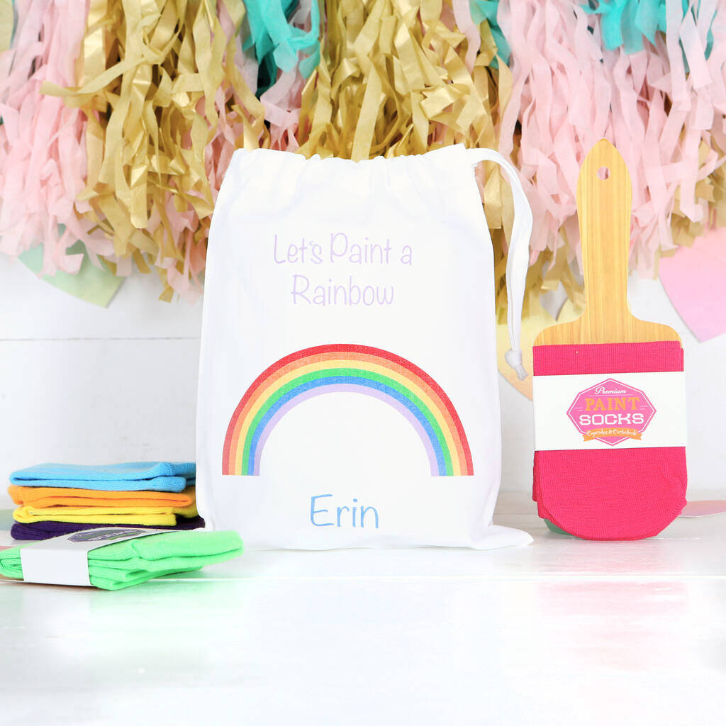Let's Paint A Rainbow Socks And Personalised Bag, 1 of 3