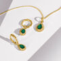 May Birthstone Green Onyx Gold Plated Huggie Hoop Earrings, thumbnail 4 of 12