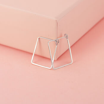 Rectangle Hoop Earrings In Sterling Silver, 8 of 8