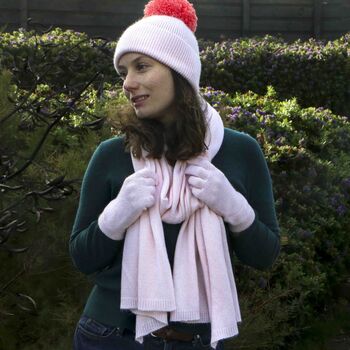 Personalised Cashmere Wool Scarf, Hat And Gloves Gift Set, 4 of 8