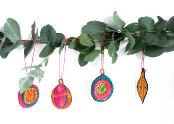 Wooden Hand Printed Bauble Decorations, 3 of 5