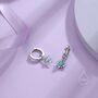 Opal Starburst Huggie Hoop Earrings In Sterling Silver, thumbnail 3 of 11