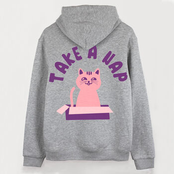 Take A Nap Men's Cat Slogan Hoodie, 5 of 6