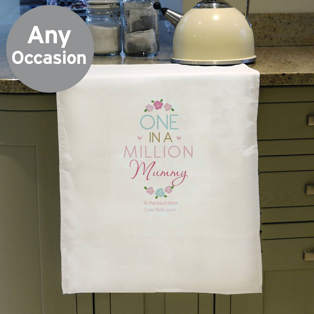 Personalised One In A Million White Tea Towel, 1 of 8