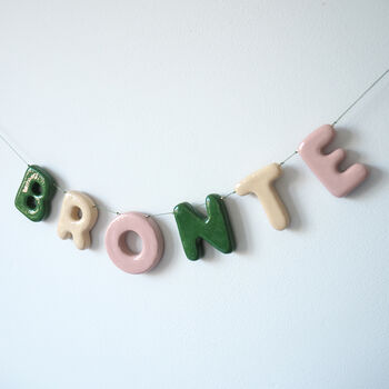 Handmade Personalised Clay Name Garland With Floral Design, 4 of 5