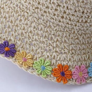 La Monaco Rose Multi Ombré Stripe Straw Beach Hat, 3 of 4