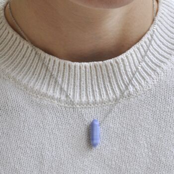 Sterling Silver Crystal Double Point Dainty Necklace Amazonite, Clear Quartz, Blue Lace Agate And White Howlite, 3 of 7