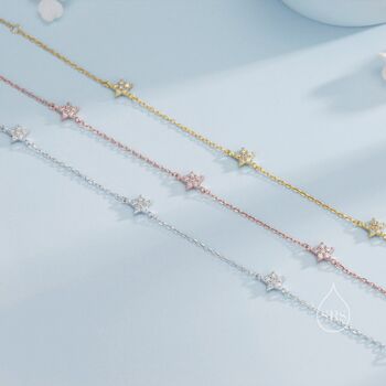 Sterling Silver Cz Star Motif Bracelet, 5 of 12