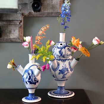 Porcelain Blue And White Tulip Vase, 2 of 4