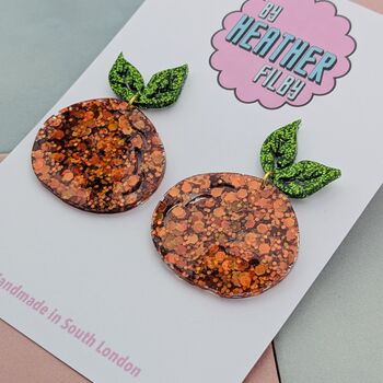Orange Glitter Resin Earrings, 4 of 4