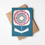Cyan And Pink Retro Floral Card, thumbnail 1 of 3