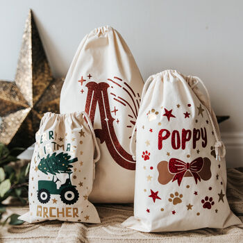 Glitter Initial Personalised Christmas Sack, 6 of 8