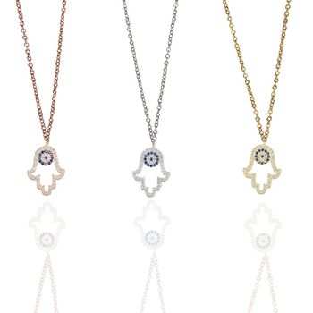 Hand Fatima Necklace Rose Or Gold Plated 925 Silver, 3 of 8