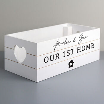 Personalised Home White Wooden Crate Organiser, 2 of 4