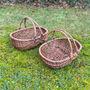 Set Of Two Natural Willow Wicker Garden Trug Baskets, thumbnail 1 of 7