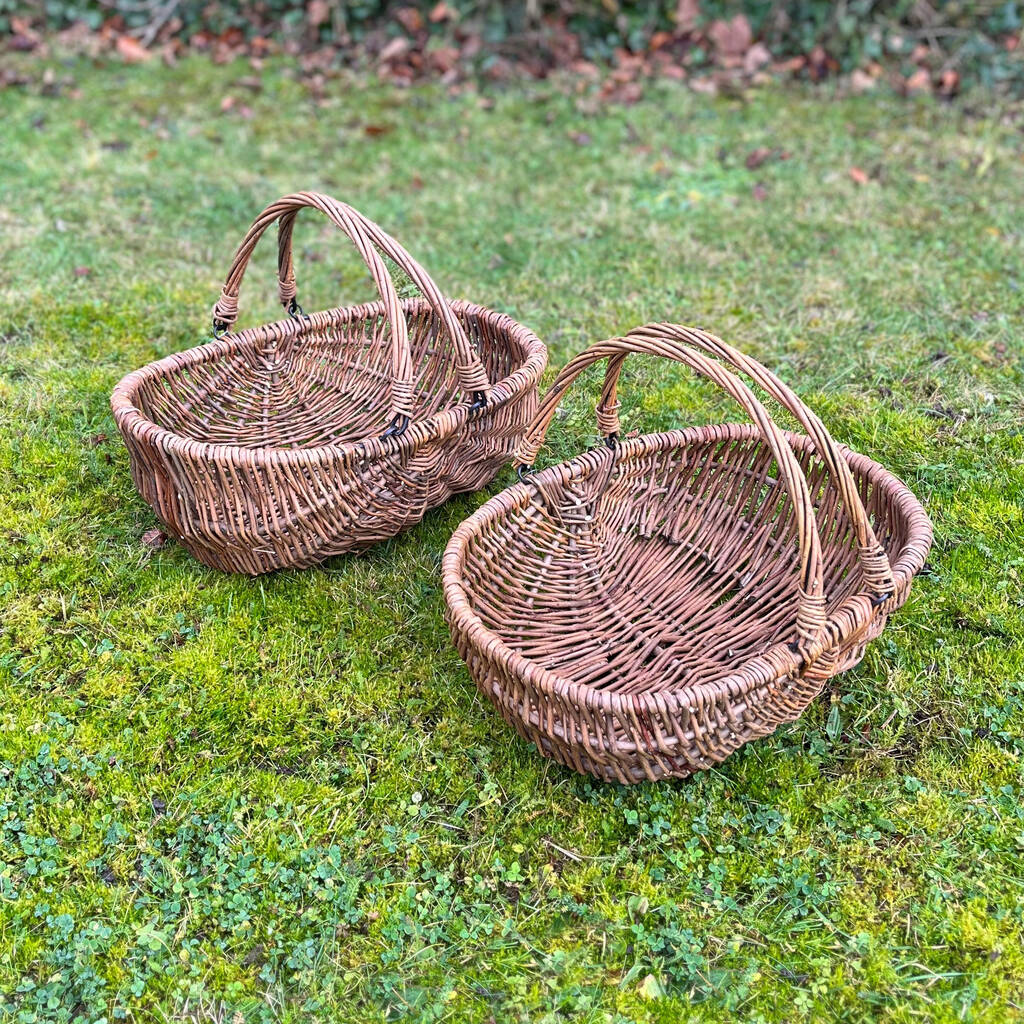 Set Of Two Natural Willow Wicker Garden