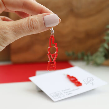 Love Drop Acrylic Red Earrings, 2 of 11