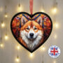 Akita Stained Glass Effect Heart Suncatcher, thumbnail 1 of 6