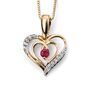 9ct Gold Diamond Set Heart Pendant Necklace With Ruby, thumbnail 2 of 3
