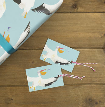 'Pelican Party' Luxury, Recycled Wrapping Paper Pack, 4 of 9