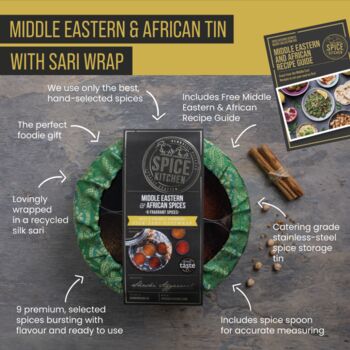 African / Middle Eastern Spice Tin And Silk Sari Wrap, 3 of 9