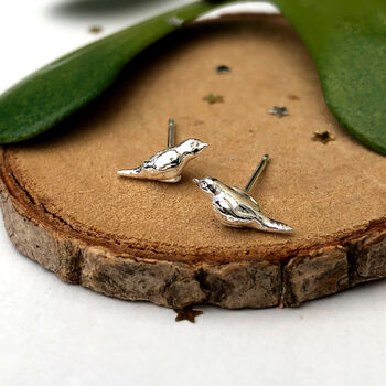 Sterling Silver Good Luck Robin Bird Earrings, 9 of 12