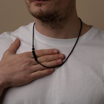 3 Mm Black Rope Chain Necklace Personalised Mens Chain, 5 of 7