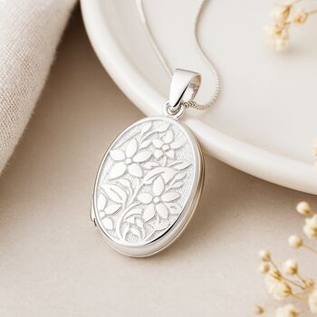 Personalised Sterling Silver Vintage Flower Locket, 4 of 11