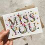 Wildflower Letters Miss You Goodbye Card, thumbnail 1 of 3