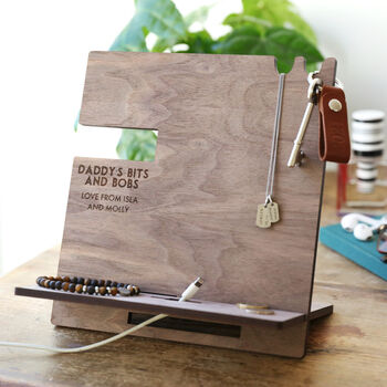 Men's Personalised Engraved Wooden Accessory Stand, 2 of 2