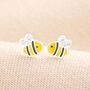Sterling Silver Colourful Bee Stud Earrings, thumbnail 1 of 5