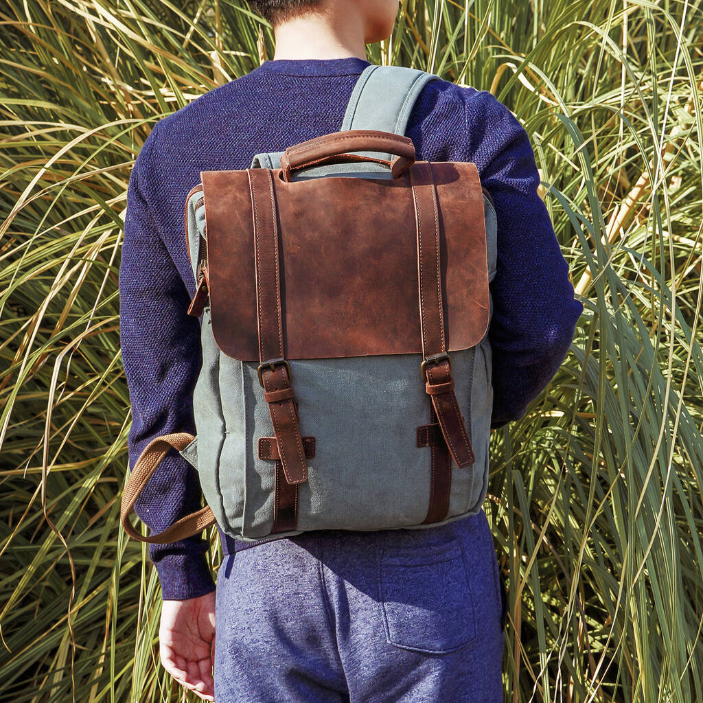 Personalised Canvas And Leather Backpack By Eazo | notonthehighstreet.com