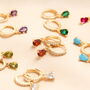 Birthstone Crystal Huggie Hoop Earrings In Gold, thumbnail 1 of 12