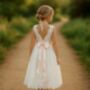 Saffron Ivory White ~ Luxurious Lace Flower Girl Dress, thumbnail 4 of 6