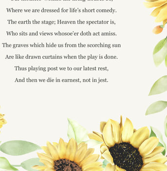 Personalised Sunflower Floral Poem Print, 6 of 6
