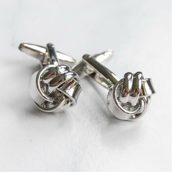 Best Man Or Usher Silver Tie The Knot Cufflinks, 4 of 5