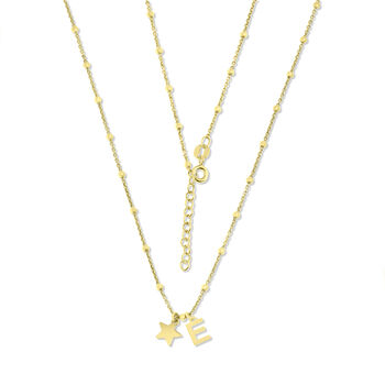 Sterling Silver Gold Plated Initial Star Charm Necklace, 4 of 9