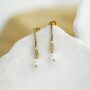 Pearl Gold Drop Earrings, thumbnail 1 of 5