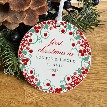 Personalised First Christmas As Auntie And Uncle Ornament, 7 of 7