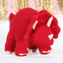 Red Knitted Triceratops Dinosaur Soft Toy, thumbnail 1 of 4